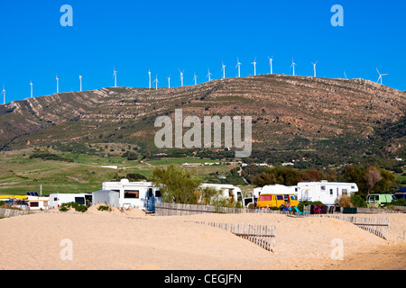 Paysage de Tarifa, Costa de la Luz, Cadix, Andalousie, espagne. Banque D'Images