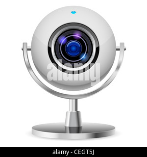 Ordinateur réaliste web cam. Illustration sur fond blanc Banque D'Images