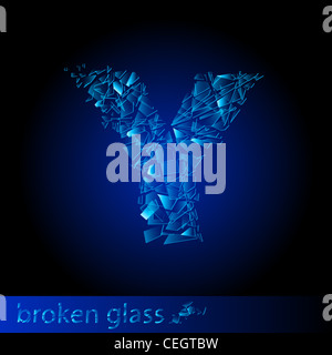 Une lettre de verre cassé - Y. Illustration sur fond noir Banque D'Images