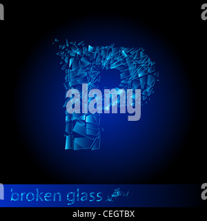 Une lettre de verre cassé - P. Illustration sur fond noir Banque D'Images