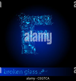 Une lettre de verre cassé - F. Illustration sur fond noir Banque D'Images
