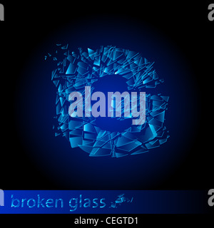 Une lettre de verre cassé - G. Illustration sur fond noir Banque D'Images