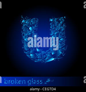 Une lettre de verre cassé - U. Illustration sur fond noir Banque D'Images