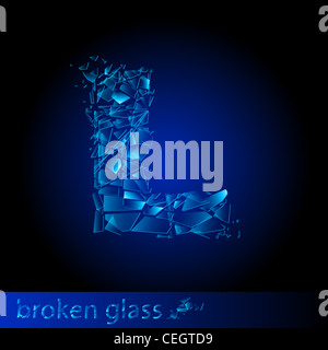 Une lettre de verre cassé - L. Illustration sur fond noir Banque D'Images