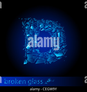 Une lettre de verre - D. Illustration sur fond noir Banque D'Images