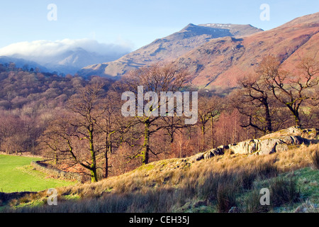 Vallée Patterdale, à l'angle de Tarn est tombé, Janvier, Penrith, Parc National de Lake District, dans le Nord Est de la Banque D'Images