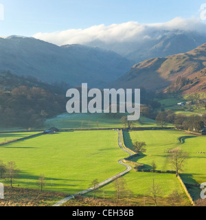 Vallée Patterdale, à l'angle de Tarn est tombé, Janvier, Penrith, Parc National de Lake District, dans le Nord Est de la Banque D'Images