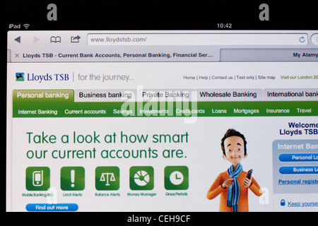 Lloyds TSB Bank Site internet pour des opérations bancaires en ligne, sur un Apple iPad 2 Banque D'Images