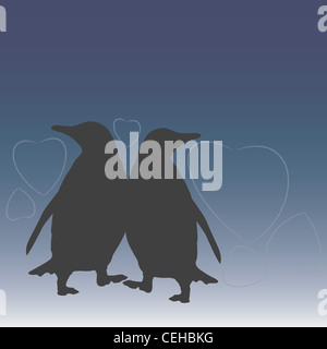 Deux pingouins card Banque D'Images