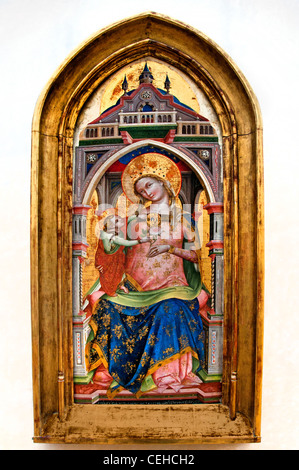 Lorenzo Veneziano La Vierge et l'enfant a une rose 1370 musée peinture Marie Christ Banque D'Images