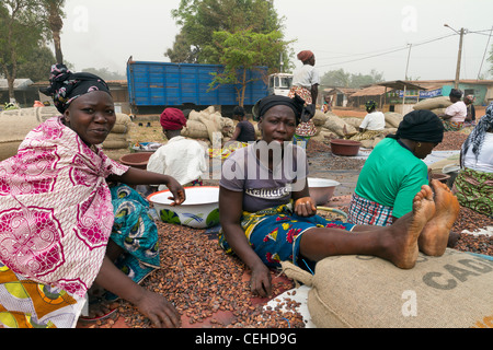 Le cacao dans la rue Duékoué république de Côte d'Ivoire Côte d'Ivoire Banque D'Images