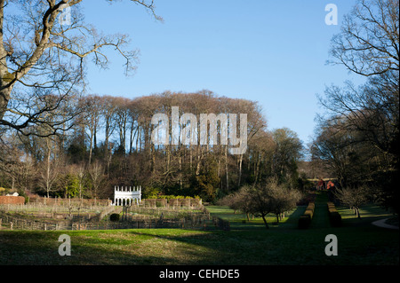 Painswick Rococo Garden en hiver, Gloucestershire, Angleterre, Royaume-Uni Banque D'Images