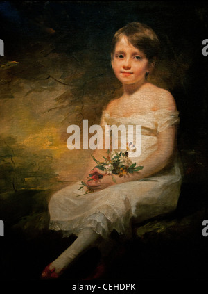 Petite fille tenant des fleurs de l'Innocence - Little girl holding Flowers Innocence par Sir Henry Raeburn Écosse écossais Banque D'Images