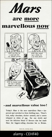 Publicité originale dans le magazine de l'époque des années 1940 annonçant MARS BARS chocolat Banque D'Images