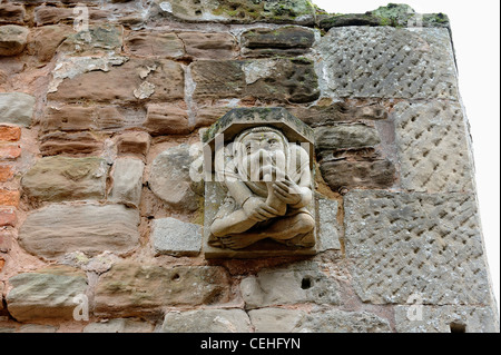 Des copies des modillons sculptés soutient pierre utilisées pour soutenir le toit de Rufford Abbey dorset england uk Banque D'Images