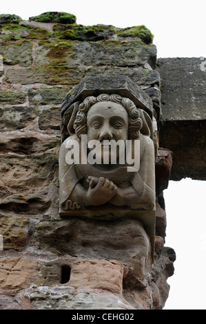 Des copies des modillons sculptés soutient pierre utilisées pour soutenir le toit de Rufford Abbey dorset england uk Banque D'Images