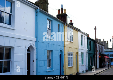 Des maisons peintes de couleurs vives, North Laine, Brighton, Angleterre Banque D'Images