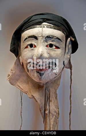 Bois peint masque période Choson Corée coréen du 17e siècle Banque D'Images