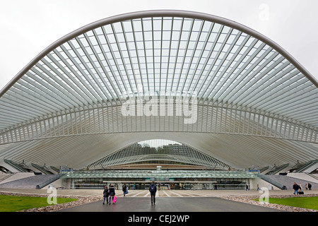 Entrée de la gare de Liège-Guillemins à Liège, Belgique Banque D'Images