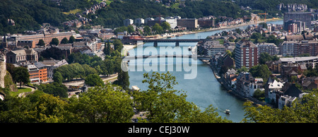 Sur la ville de Namur et la Meuse, Belgique Banque D'Images