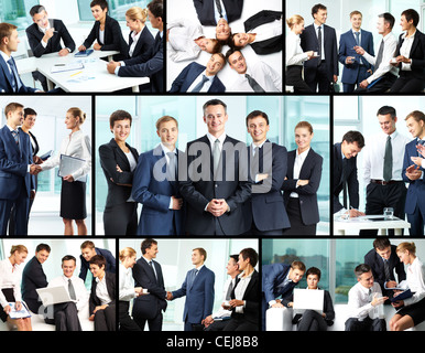 Collage d'affaires composé de neuf photos de gens d'affaires Banque D'Images