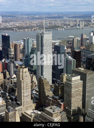 New York Times Building et l'Hudson à Manhattan, New York, USA Banque D'Images