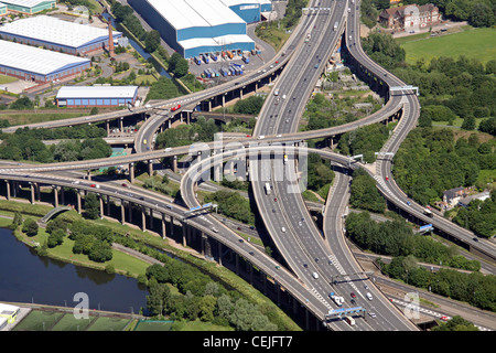 Image aérienne du réseau routier de la jonction Spaghetti M6 A38(M) Birmingham Banque D'Images