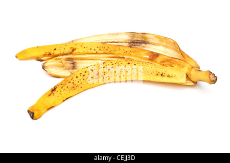Pelure de banane sur fond blanc Banque D'Images
