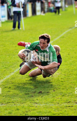 Jeu de Rugby, Wharfedale Rugby Union Football Club, North Yorkshire UK Banque D'Images