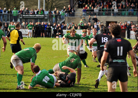 Jeu de Rugby, Wharfedale Rugby Union Football Club, North Yorkshire UK Banque D'Images