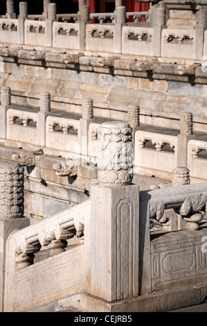 Terrasse en marbre blanc, les murs de la cité interdite Pékin Chine Banque D'Images