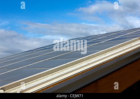 Toiture avec panneau solaire totalement intégrée, système fotovoltaic, Italie Banque D'Images