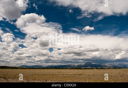 Les terres agricoles près de Augusta, Montana le long de la Rocky Mountain Front. Banque D'Images