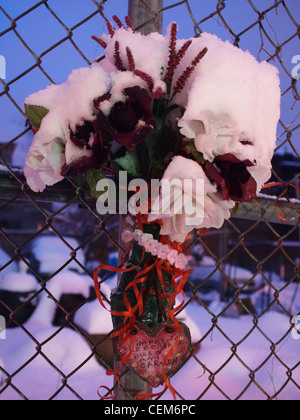 Memorial fleurs pour ami décédé, Brooklyn, New York Banque D'Images