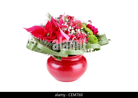 Décoration de fleurs dans une vase, isolated on white Banque D'Images