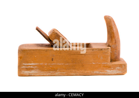 En bois ancien outil de rabotage pour les conseils de rasage de qualité isolé sur fond blanc. Banque D'Images