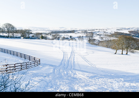 Scène de la neige dans les Pennines près de Huddersfield, Yorkshire de l'Ouest Banque D'Images