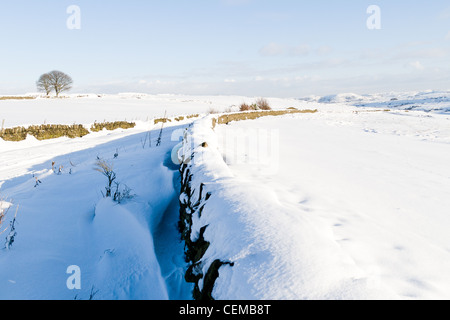 Scène de la neige dans les Pennines, West Yorkshire Banque D'Images