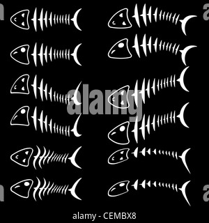 Un ensemble de squelettes de poissons. Vector illustration. Banque D'Images