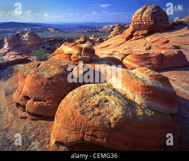 Coucher du soleil à Coyote Buttes au sud le long de la frontière Utah-Arizona, USA Banque D'Images