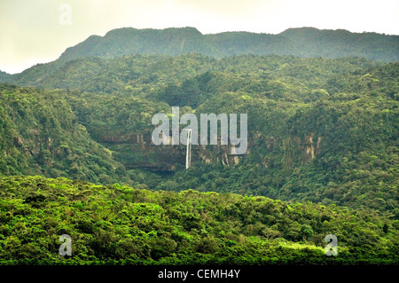 Grande cascade au milieu d'une jungle mystérieuse Banque D'Images