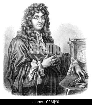 Huygens. - Dimensions d'Édouard Garnier. D'après Edelinck, vintage engraved illustration. Magasin Pittoresque 1875. Banque D'Images