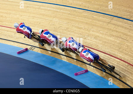 Grande-bretagne Poursuite par équipe hommes Coupe du Monde de Cyclisme sur Piste UCI 2012 partie de la série de Londres se prépare pour les Jeux Olympiques de 2012 Banque D'Images