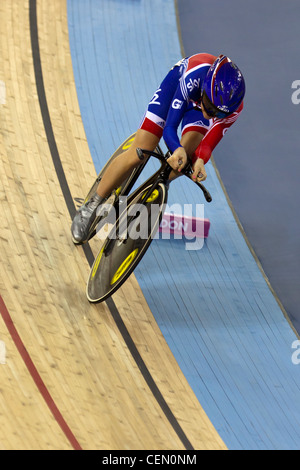 Laura TROTT féministe Omnium contre la Coupe du Monde de Cyclisme sur Piste UCI 2012 partie de la série de Londres se prépare pour les Jeux Olympiques de 2012 Banque D'Images