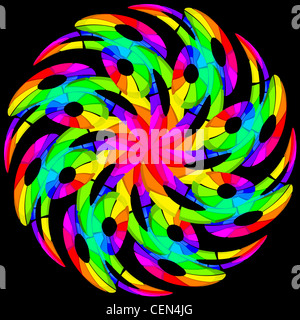 Tourbillon de couleurs hypnotiques. Illustration sur fond noir Banque D'Images