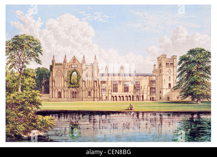 Newstead Abbey Bretagne Angleterre Lord Byron ruine église gothique en ruine Chapelle étang Lake UK Banque D'Images