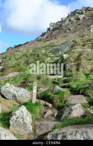 South West Coast Path entre Sennen et St Just Banque D'Images