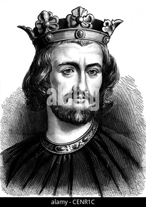 Jean d'Angleterre (1167-1216) Roi d'Angleterre de 1199 à 1216 gravure sur bois fin du XIX ème siècle - Londres Banque D'Images