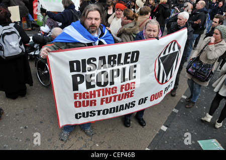 La réforme de l'aide sociale Loi protester Oxford Circus London Regent Street bloc Personnes handicapées Banque D'Images