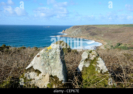 Vue sur la côte ouest entre Penwith St Just et Sennen Cove Banque D'Images